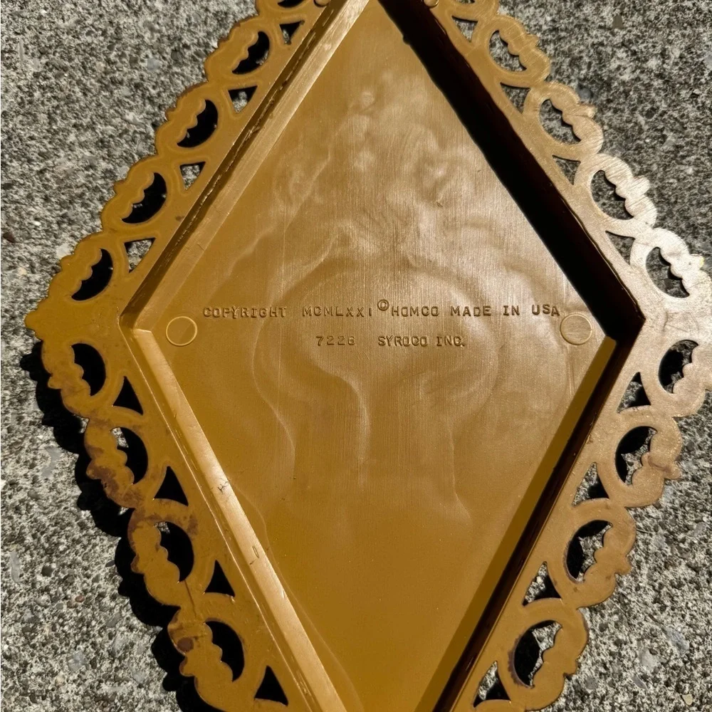 Vtg HOMCO Roman Gold Diamond Shaped Wall Plaques Ornate MCM Set Of 4